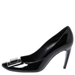 Pre Owned Roger Vivier Black Patent Leather Belle Pumps Size 40.5