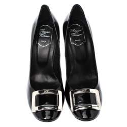 Pre Owned Roger Vivier Black Patent Leather Belle Pumps Size 40.5