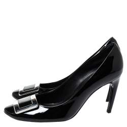 Pre Owned Roger Vivier Black Patent Leather Belle Pumps Size 40.5