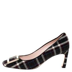 Roger Vivier Multicolor Tweed Fabric Trompette Buckle Pumps Size 39