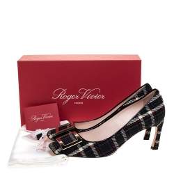 Roger Vivier Multicolor Tweed Fabric Trompette Buckle Pumps Size 39