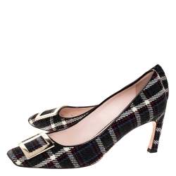 Roger Vivier Multicolor Tweed Fabric Trompette Buckle Pumps Size 39