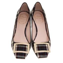 Roger Vivier Multicolor Tweed Fabric Trompette Buckle Pumps Size 39