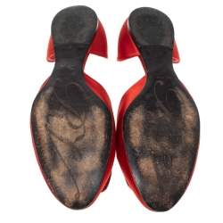 Roger Vivier Red Satin Strass Chips Ballerina D'orsay Flats Size 39