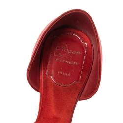Roger Vivier Red Satin Strass Chips Ballerina D'orsay Flats Size 39