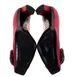 Pre Owned Roger Vivier Pink Satin Belle Vivier Strass Trompette Pumps Size 36.5