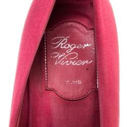 Pre Owned Roger Vivier Pink Satin Belle Vivier Strass Trompette Pumps Size 36.5