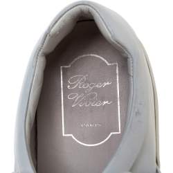 Pre Owned Roger Vivier White Leather Sneaky Viv Embellished Slip On Sneakers Size 38.5