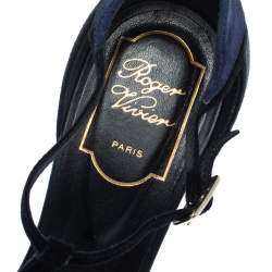 Roger Vivier Tri Color Suede T-Bar Ankle Strap Peep Toe Platform Pumps Size 39