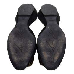 Pre Owned Roger Vivier Black Suede Leather Chips Scrunch Ballet Flats Size 37