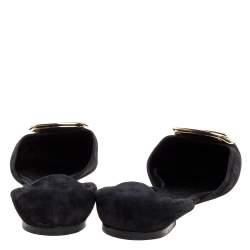 Pre Owned Roger Vivier Black Suede Leather Chips Scrunch Ballet Flats Size 37