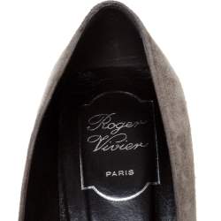 Pre Owned Roger Vivier Grey Suede Leather Belle Pumps Size 36