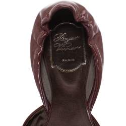 Pre Owned Roger Vivier Burgundy Patent Chips Ballerina D'orsay Flats Size 37