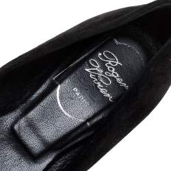 Roger Vivier Black Suede Tortoise Shell Buckle Ballet Flats Size 36.5