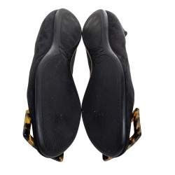 Roger Vivier Black Suede Tortoise Shell Buckle Ballet Flats Size 36.5