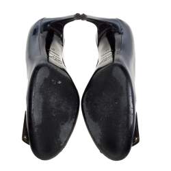 Pre Owned Roger Vivier Navy Blue Patent Leather Trompette Pumps Size 37