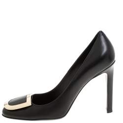 Pre Owned Roger Vivier Black Leather Pumps Size 37.5