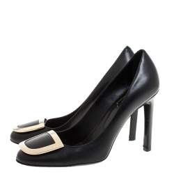 Pre Owned Roger Vivier Black Leather Pumps Size 37.5