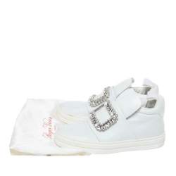 Pre Owned Roger Vivier White Leather Sneaky Viv Embellished Slip On Sneakers Size 35