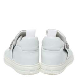 Pre Owned Roger Vivier White Leather Sneaky Viv Embellished Slip On Sneakers Size 35