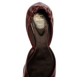 Pre Owned Roger Vivier Burgundy Patent Leather Chips D'Orsay Scrunch Flats Size 41