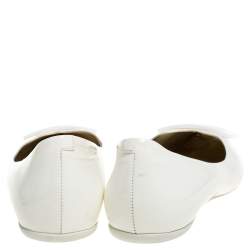 Pre Owned Roger Vivier White Patent Leather Gommette Ballet Flats Size 37