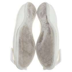 Pre Owned Roger Vivier White Patent Leather Gommette Ballet Flats Size 37
