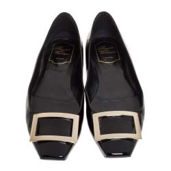 Roger Vivier Black Patent Leather Belle Ballet Flats Size 39.5