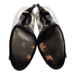 Pre Owned Roger Vivier Silver Foil Leather Pumps Size 39.5