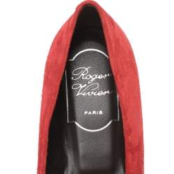 Pre Owned Roger Vivier Red Suede Tortoiseshell Belle Ballet Flats Size 36.5