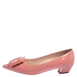 Roger Vivier Pink Patent Leather Pointed Toe Ballet Flats Size 38