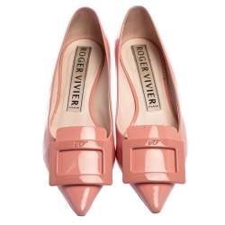 Roger Vivier Pink Patent Leather Pointed Toe Ballet Flats Size 38