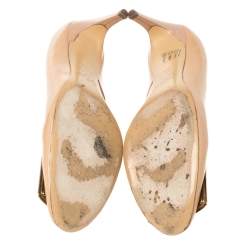 Pre Owned Roger Vivier Beige Leather Square Toe Pumps Size 39.5