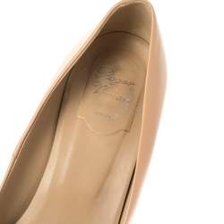 Pre Owned Roger Vivier Beige Leather Square Toe Pumps Size 39.5