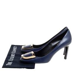 Pre Owned Roger Vivier Blue Leather Round Toe Pumps Size 38