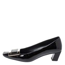 Pre Owned Roger Vivier Black Leather Buckle Detail Pumps Size 36.5