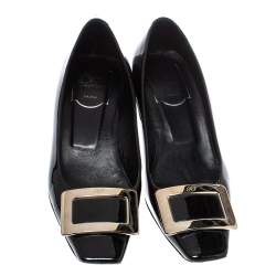 Pre Owned Roger Vivier Black Leather Buckle Detail Pumps Size 36.5