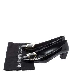 Pre Owned Roger Vivier Black Leather Buckle Detail Pumps Size 36.5
