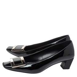 Pre Owned Roger Vivier Black Leather Buckle Detail Pumps Size 36.5