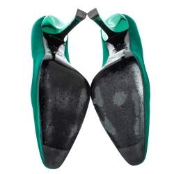 Pre Owned Roger Vivier Green Satin Curved Heel Pumps Size 39