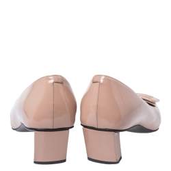 Pre Owned Roger Vivier Beige Patent Leather Belle Pumps Size 38.5