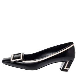 Pre Owned Roger Vivier Black Leather Buckle Detail Pumps Size 39