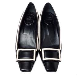 Pre Owned Roger Vivier Black Leather Buckle Detail Pumps Size 39