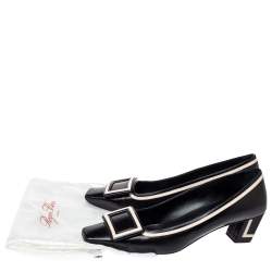Pre Owned Roger Vivier Black Leather Buckle Detail Pumps Size 39