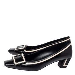 Pre Owned Roger Vivier Black Leather Buckle Detail Pumps Size 39