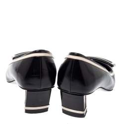Pre Owned Roger Vivier Black Leather Buckle Detail Pumps Size 39