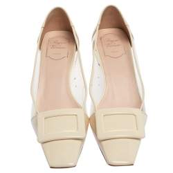 Pre Owned Roger Vivier White PVC And Patent Leather Square Toe Pumps Size 39