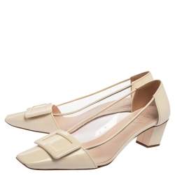 Pre Owned Roger Vivier White PVC And Patent Leather Square Toe Pumps Size 39