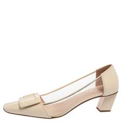 Pre Owned Roger Vivier White PVC And Patent Leather Square Toe Pumps Size 39