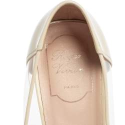 Pre Owned Roger Vivier White PVC And Patent Leather Square Toe Pumps Size 39